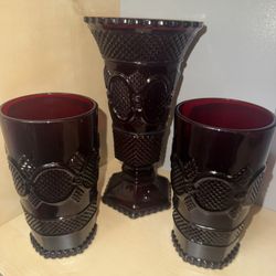 Avon 1876 Cape Cod Collection of ruby red pressed glass