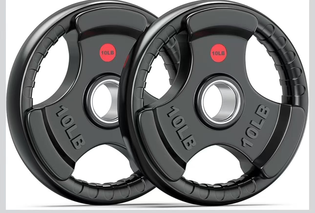 Weight Plates for Barbell, 2-Inch 10lbs Olympic Grip Plate for Strength Training, Weightlifting and Bodybuilding in Home & Gym, Solid Cast Iron Weight