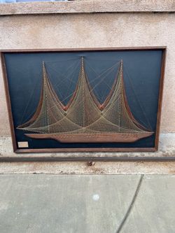 Vintage String Art Sailboat “The Phantom” by Kramer Framed