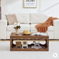 39" MODERN SMALL RECTANGLE WOOD COFFEE TABLE WITH STORAGE