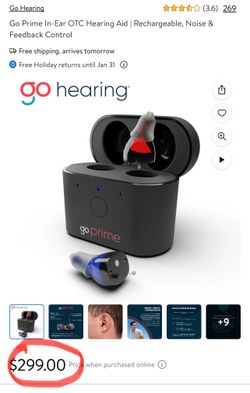 Go Prime In-Ear OTC Hearing Aid | Rechargeable, Noise & Feedback Control
