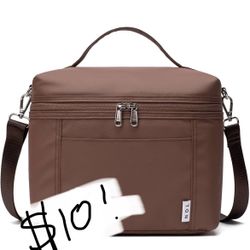 NOL Natural Organic Lifestyle Insulated Lunch Bags for Women Cooler Bag Lightweight Nylon Waterproof Lunch Box For Work (Medium(normal),Coffee Brown