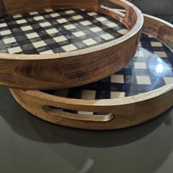 Black And White Gingham Serving Tray