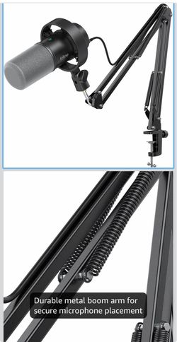 Podcast Microphone Kit, USB/XLR Dynamic Microphone with Boom Arm for PC/XLR Mixer, Gaming Mic with Mute Button, Headphone Jack for Vocal, Voice-Over, 