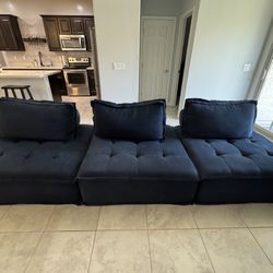 Ashton navy Armless 3 Piece Sectional 