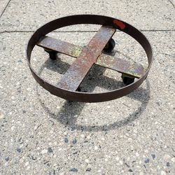 Wrought Iron Garbage Can Caddy On Wheels Industrial Really Solid 22" L × 2" D