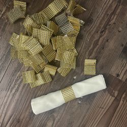 50 Gold Bling Napkin Rings