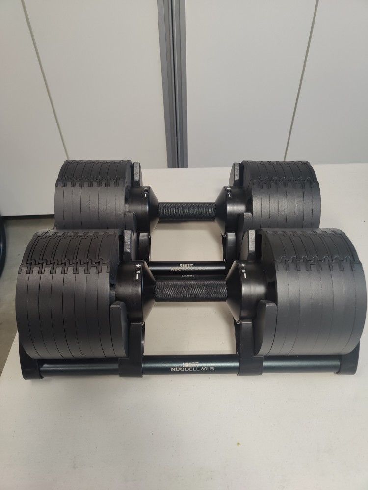 SMRTFT Nuobell 580 Matte Black Adjustable Dumbells 5 To 80lbs