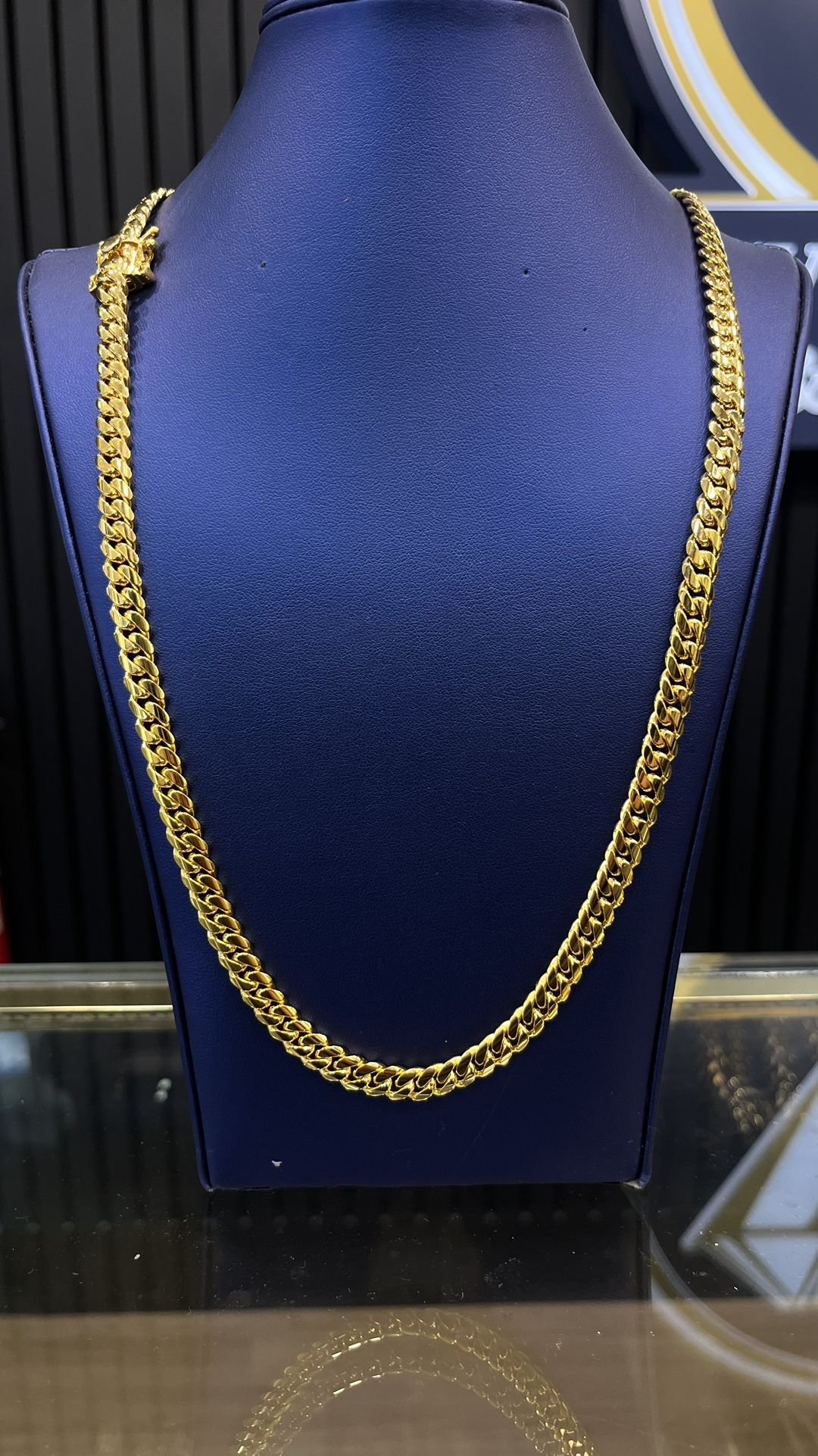 Handmade Miami Cuban Link Chain 14k Gold Over .950 Silver 7MM 24”  