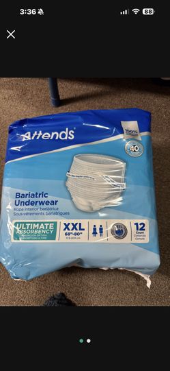ATTENDS DISPOSABLE WOMEN's BARIATRIC UNDERWEAR. XXL
