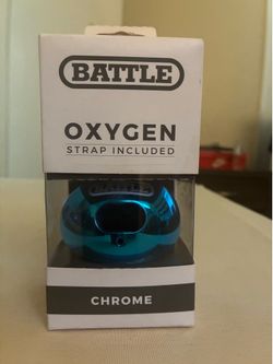 Battle Oxygen Chrome Football Mouthguard Blue Adult Strap Included New