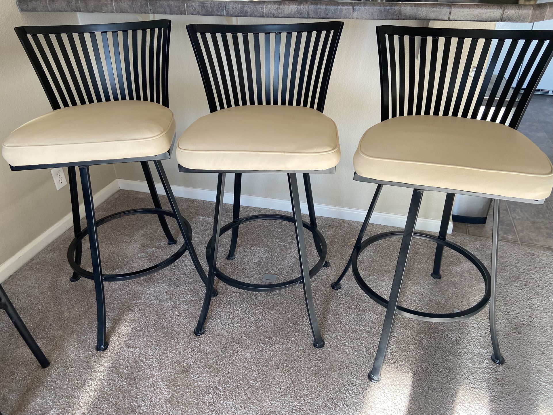 3 Black Iron Bar Stools