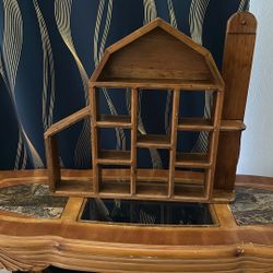 vintage wooden barn-and-silo shaped shadow box