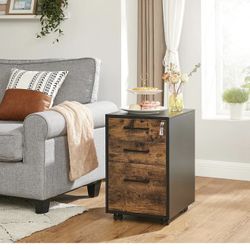 File Cabinet, Office Filing Cabinet with Lock, Pre-Assembled Except Wheels and Handles, for A4, Legal, Letter Sized Documents, 45 x 36.7 x 60 cm, Rust