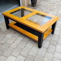 Double Glass Coffee or Center Table. Solid Wood. 20H 50W 30D