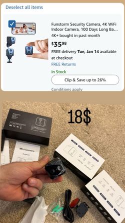 Security Camera, 4K WiFi Indoor Camera, 100 Days Long Battery Life, Cloud & SD Storage, Clear Night Vision, AI Motion Detection, Real-Time Record Secu