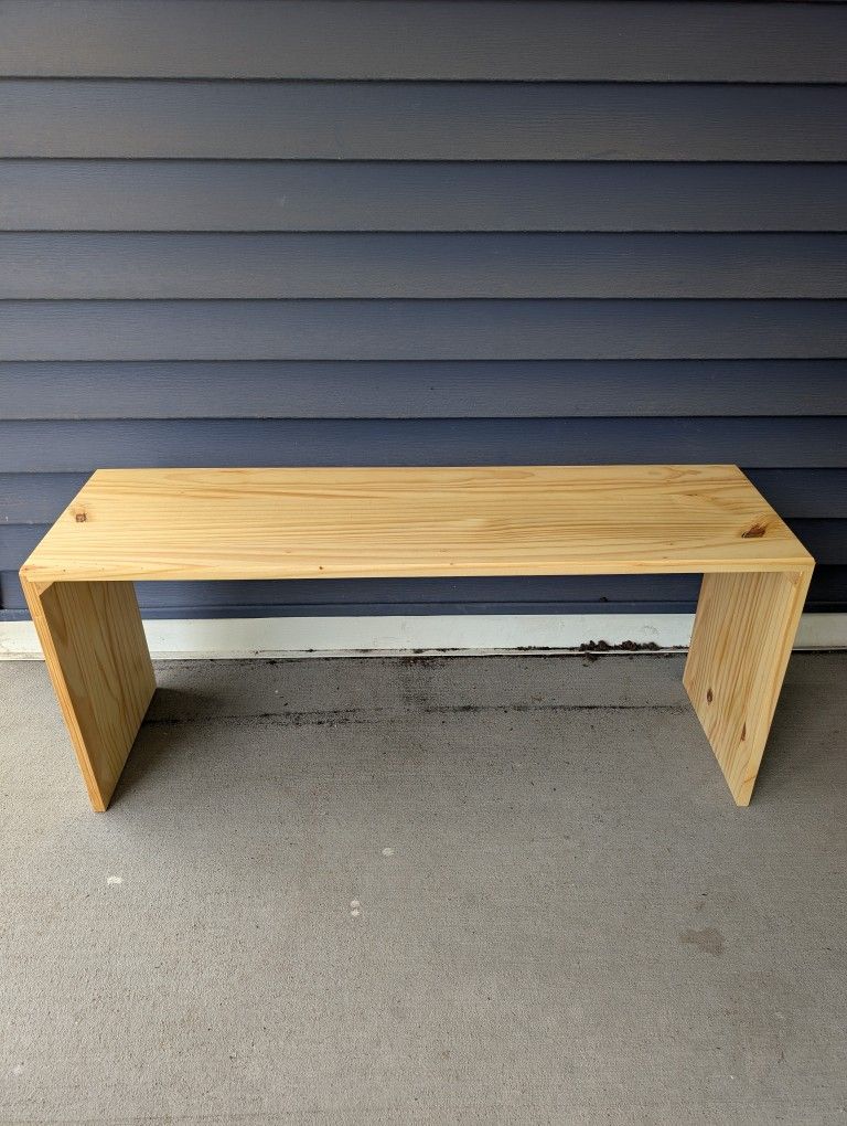Custom built desk stand, used for monitors, hand rubbed tung oil finish.
12" d x 40 3/8" w x 17 1/2" h
