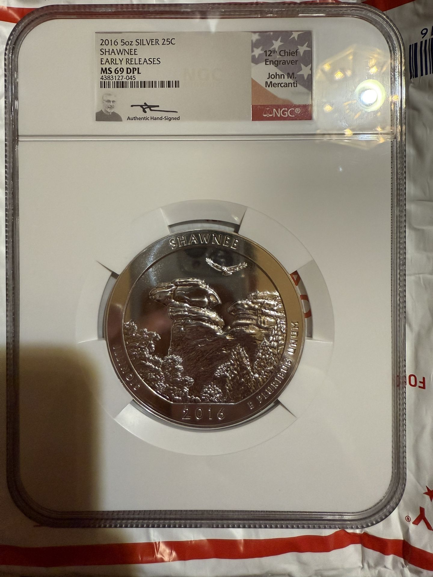 2016 5oz NGC MS69 DPL SHAWNEE SILVER COIN