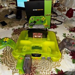 Nintendo 64 Extreme Green With Games And Wireless Controllers 