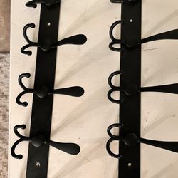 Black Metal Wall Mounted Coat Rack with 5-Tri Hooks for Coat, Hat, Towel, Purse and Robes (2-Pack)