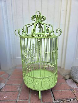 Vintage Victorian Ornate wrought Iron bird cage