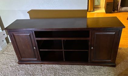Large Dark Wood TV Console / Entertainment Center with Storage