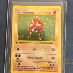 Hitmonchan 1st edition Shadowless Pokemon Card