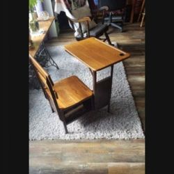 Awesome Vintage / Antique Child's Desk & Seat (with built in shelf under seat)... 