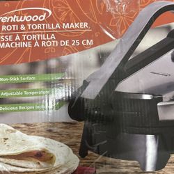 Brentwood Tortilla & Roti Maker 10” 25cm Diameter Non Stick Electric Adjustable Temperature New