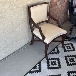 White Leather & Wooden Chair