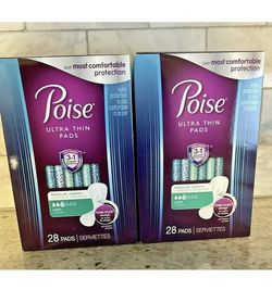 Lot of 2 Poise Ultra Thin Pads 28ct. New! 💥