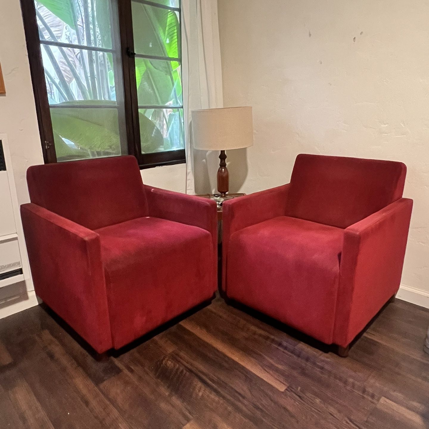 Red Upholstered Chairs (Pair)
