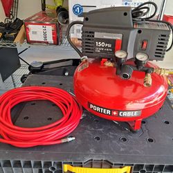 Porter-Cable

6 Gal.​ 150 PSI Portable Electric Air Compressor and 18-​Gauge Brad Nailer Combo Kit