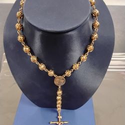 Bead Chain With Pendant Crucifix 10k Yellow Gold