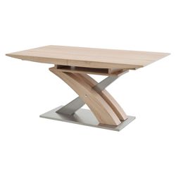 Modern Extendable Dining Table Wood Metal Base