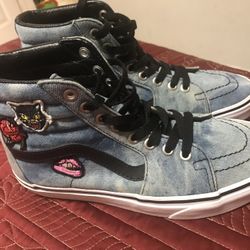 VANS SK8 Hi High-Top Skate Acid Denim W/ Patches 