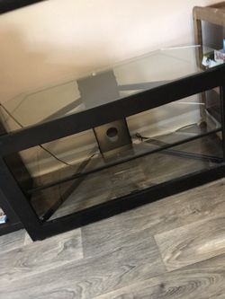 Glass TV Stand, three shelf, wire hole