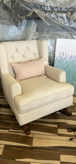 Cream Tufted Rocking Chair