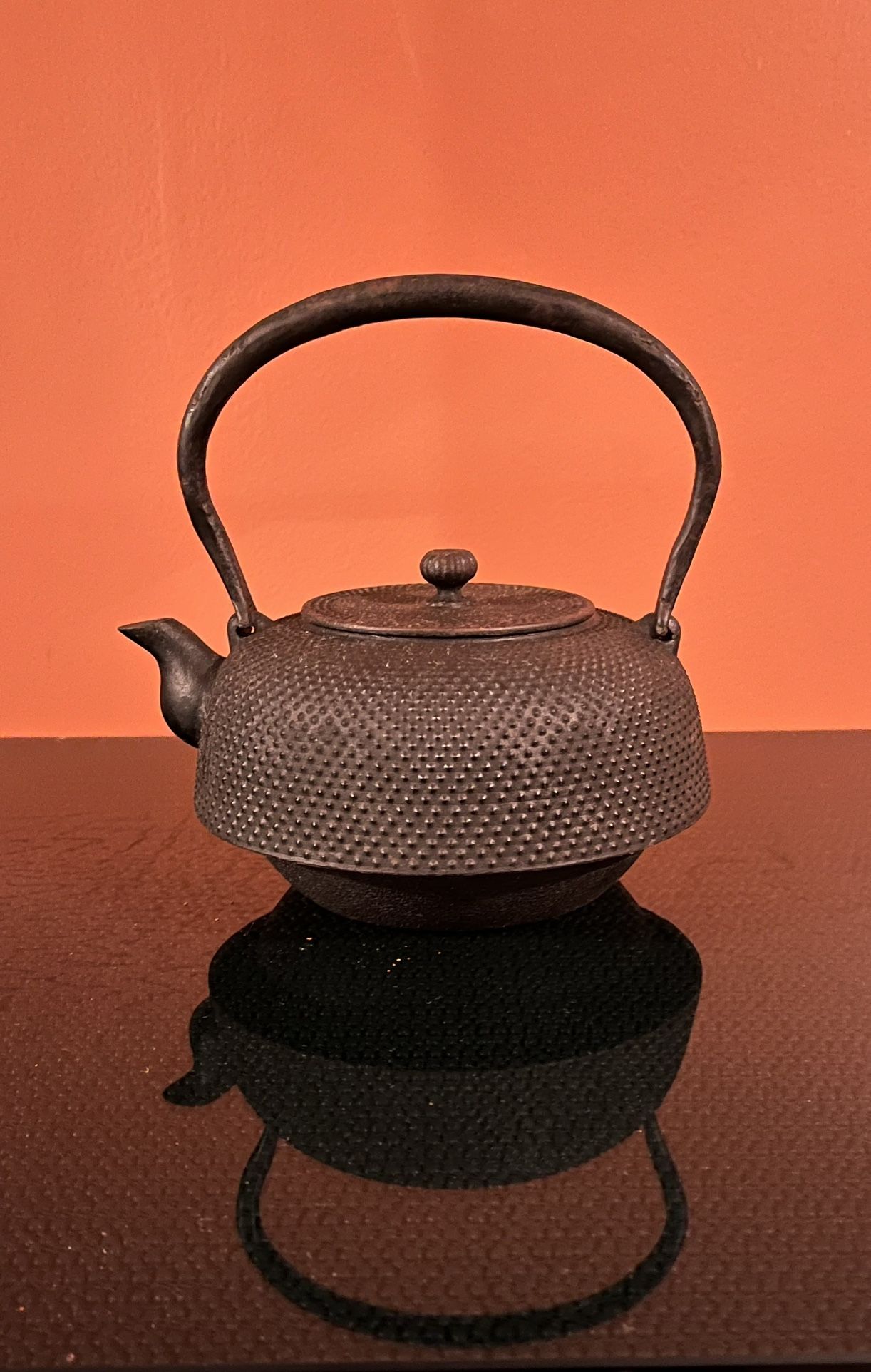 Antique Japanese Nambu Tetsubin Cast Iron Arare Pattern Kettle W/ Maker’s Mark
