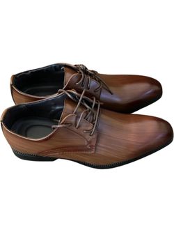 Wooden Pattern Leather Men’s Lace-Up Shoes 