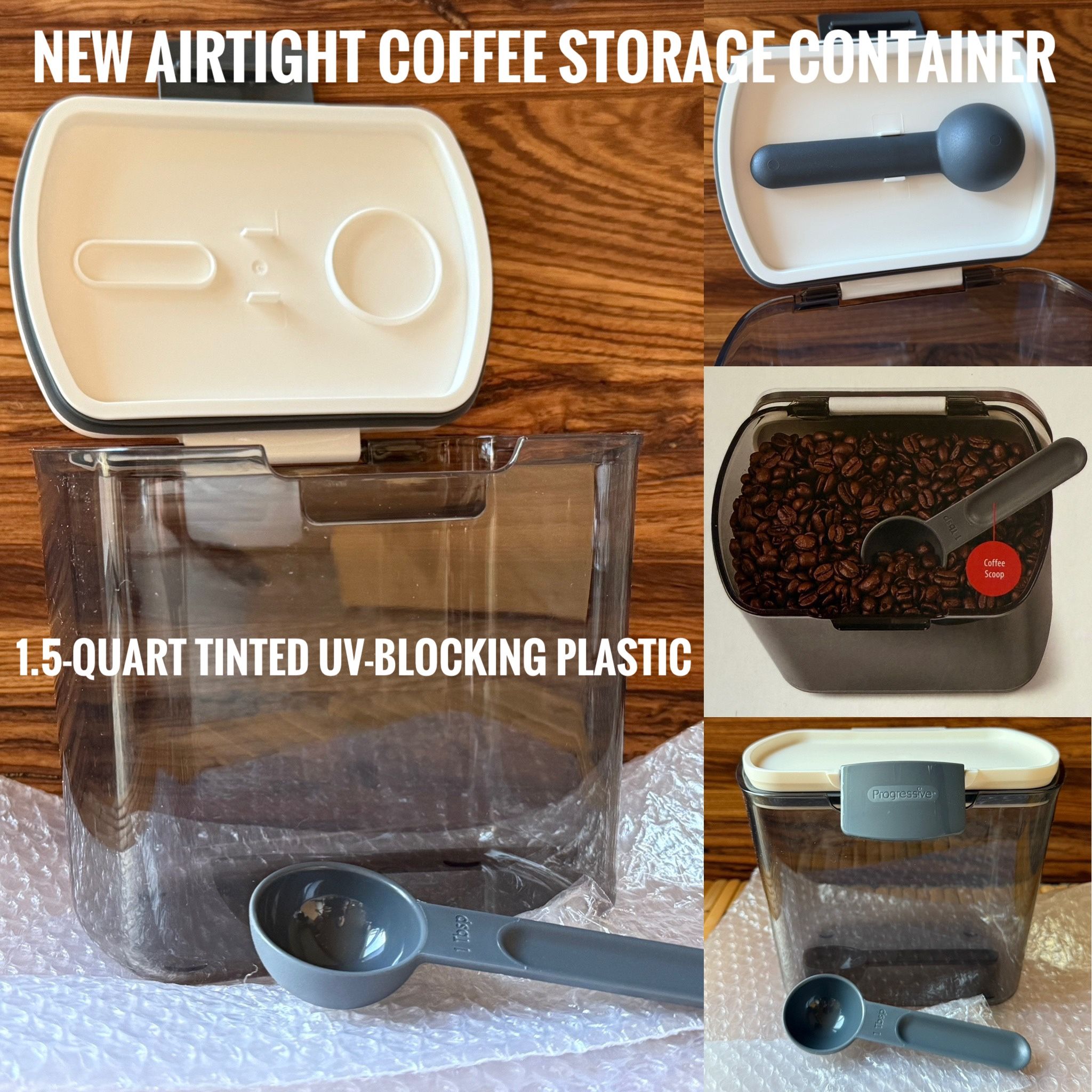 New Airtight 1.5-Quart Coffee Storage Container, UV-blocking Plastic