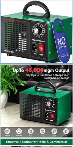 Ozone Generator 45,000mg/h, Home/Industrial O3 Car Deodorizer. Ozone Machine Air Ionizer Ozone Odor Eliminator for Strong Odor. Odor Eliminator for Ho