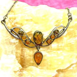 Sterling Silver Amber Necklace