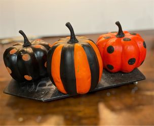 3 Decorative Colorful Glittery Pumpkins for Decor