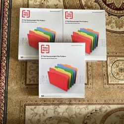 TRURED Heavyweight File Folders 1/3 Cut Tab Letter Size Assorted Colors, 50/Box