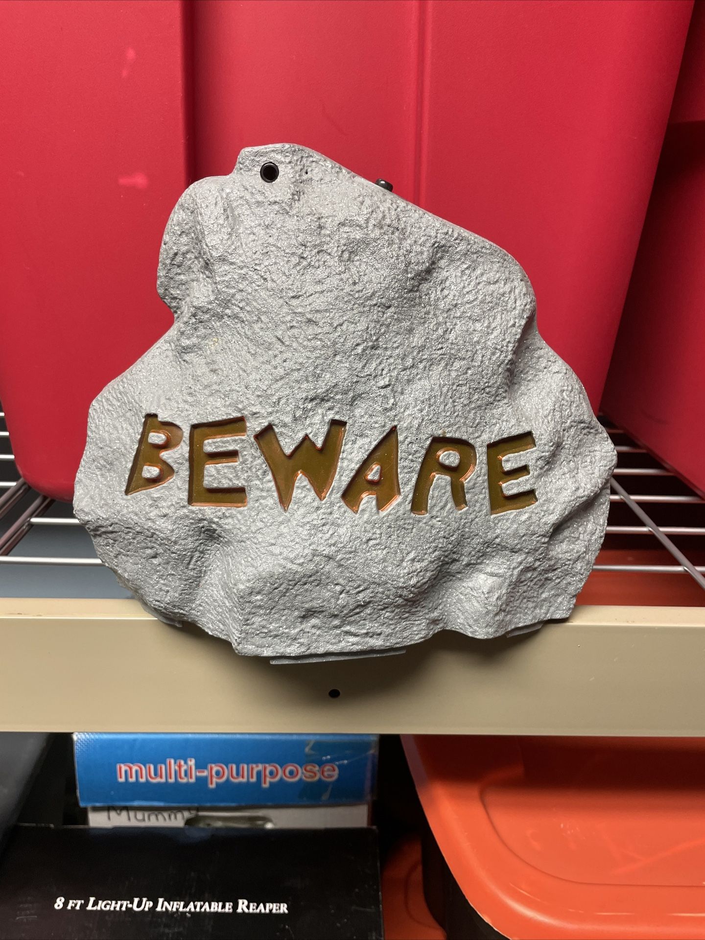 Gemmy 'BEWARE' Haunted Rock - Lights/Sounds - Halloween Decoration Stone