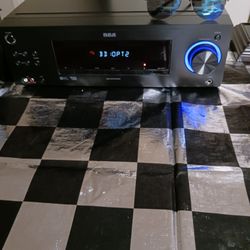 Stereo Home Theater Receiver RCA Dolby Digital Pro Logic 2 With Digital Sound Processor Line In Gain Gaming Inputs Total Surround Sound