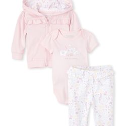 Newborn 3-pc Set New Hoodie Pants Bodysuit