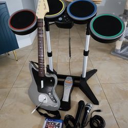 Rock Band 4 Game, Drums, Guitar, Microphones (PlayStation)
