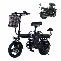 FOLDING ELECTRIC BIKE 500W-25MPH-MAX RANGE 50(PAS)ALARM.TURN LIGHTS.FUL SUSPENSION   2 Seater Electric Bike for Adults, 750 Peak 14" Folding Electric 